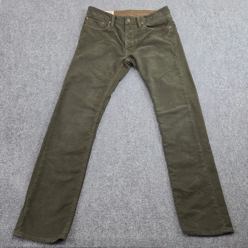 Vintage Polo Ralph Lauren Pants 32x32 Olive Green Sueded Cotton Straight Leg 90s